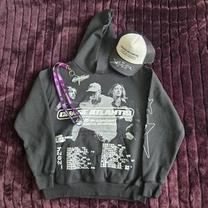 Chase Atlantic VIP Merch Package: Graphic Hoodie, Cap, and Lanyard with Keychain